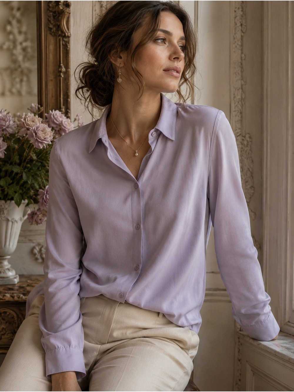 UNIQLO Lavender Long Sleeve Blouse - Size S